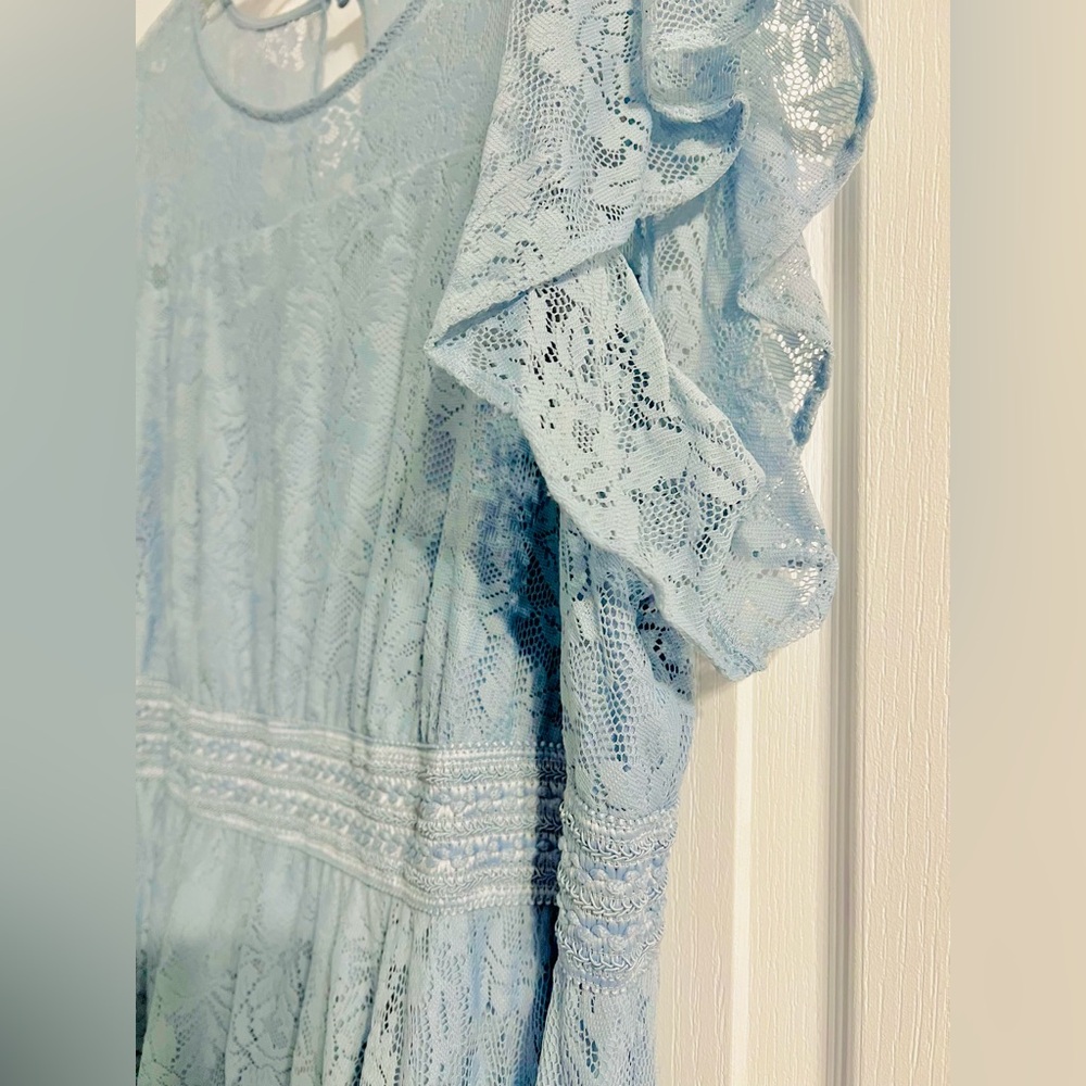Torrid Blue Lace Midi Handkerchief Dress - 3 - Picture 5 of 7